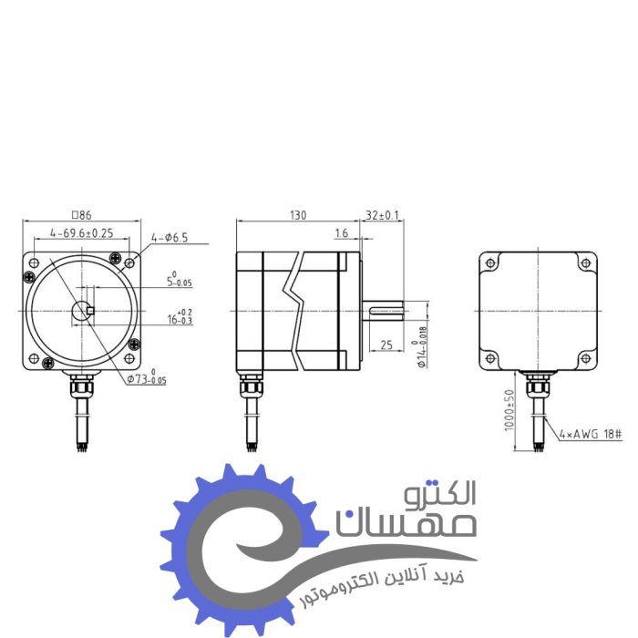 استپ موتور ضد آب لیدشاین 85 کیلوگرم سانتی متر ، دو فاز، 4 سیم ، مدل 86CM85-FS - Image 4