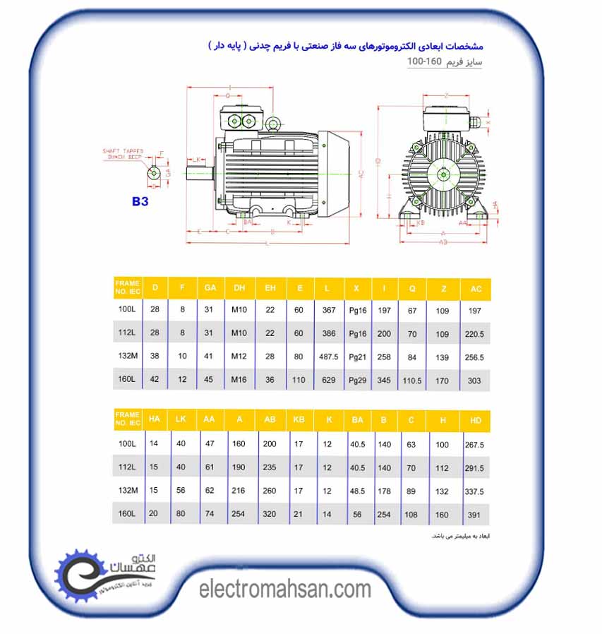 الکتروموتور موتوژن 55 کیلووات(75 اسب) سه فاز ، 3000 دور، پوسته چدن 13 1