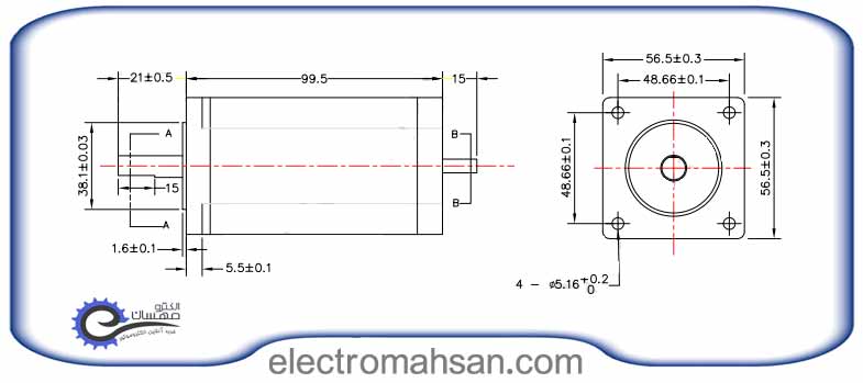 استپ موتور ان جی 28 کیلوگرم سانتی متر، دو فاز، 8 سیم، مدل 57HS28 NG 57HS28 10